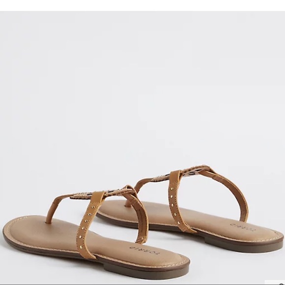 Cognac T-Strap Sandals 6.5 Wide Width - Picture 3 of 4